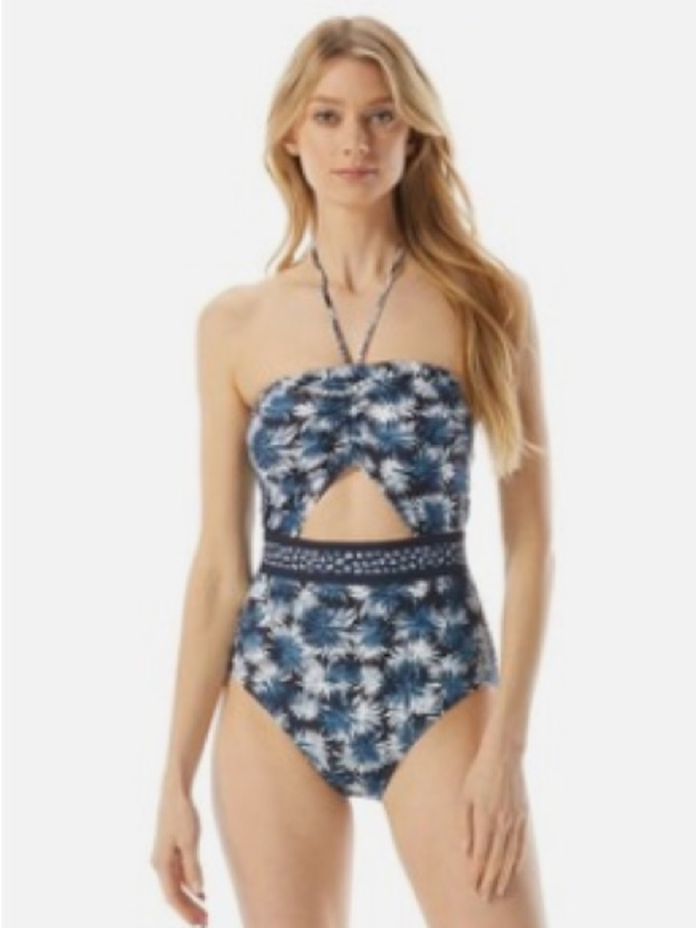 Michael Kors Palm Mix Cutout One-Piece Bathing Suit